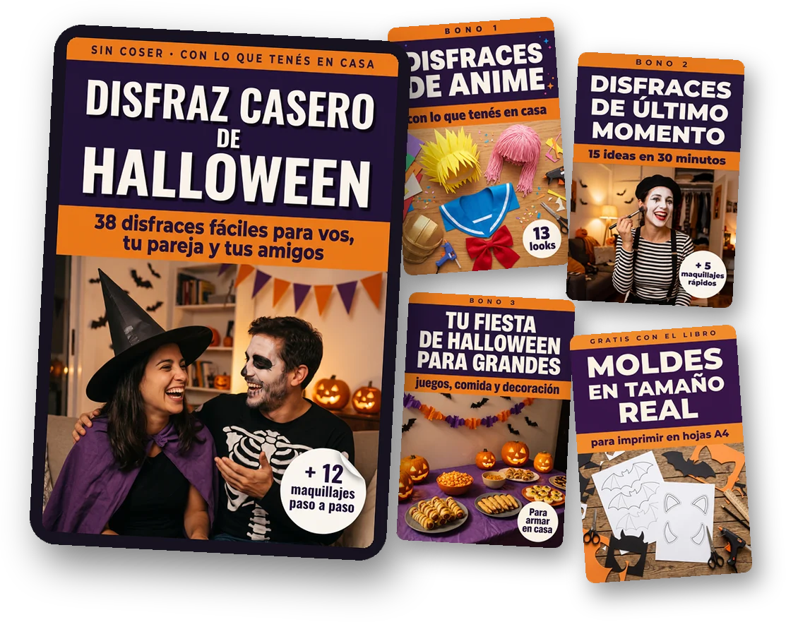 El libro Disfraz Casero de Halloween con sus 3 bonos y los moldes